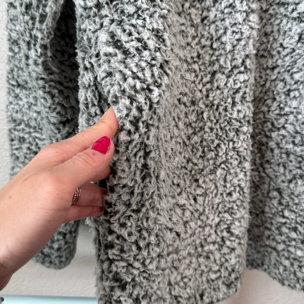 Love Tree Sherpa Sweater Quarter Zip Green and White Size Small - Picture 5 of 8